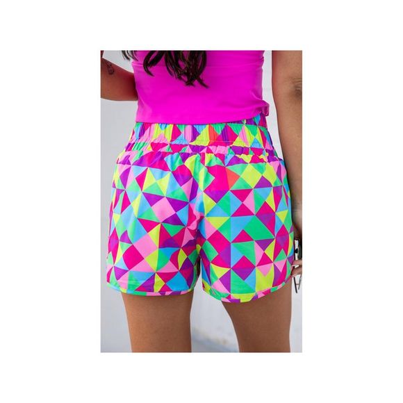 Azura Exchange  Multicolor Geometric High Waisted Athletic Shorts - Picture 15 of 15